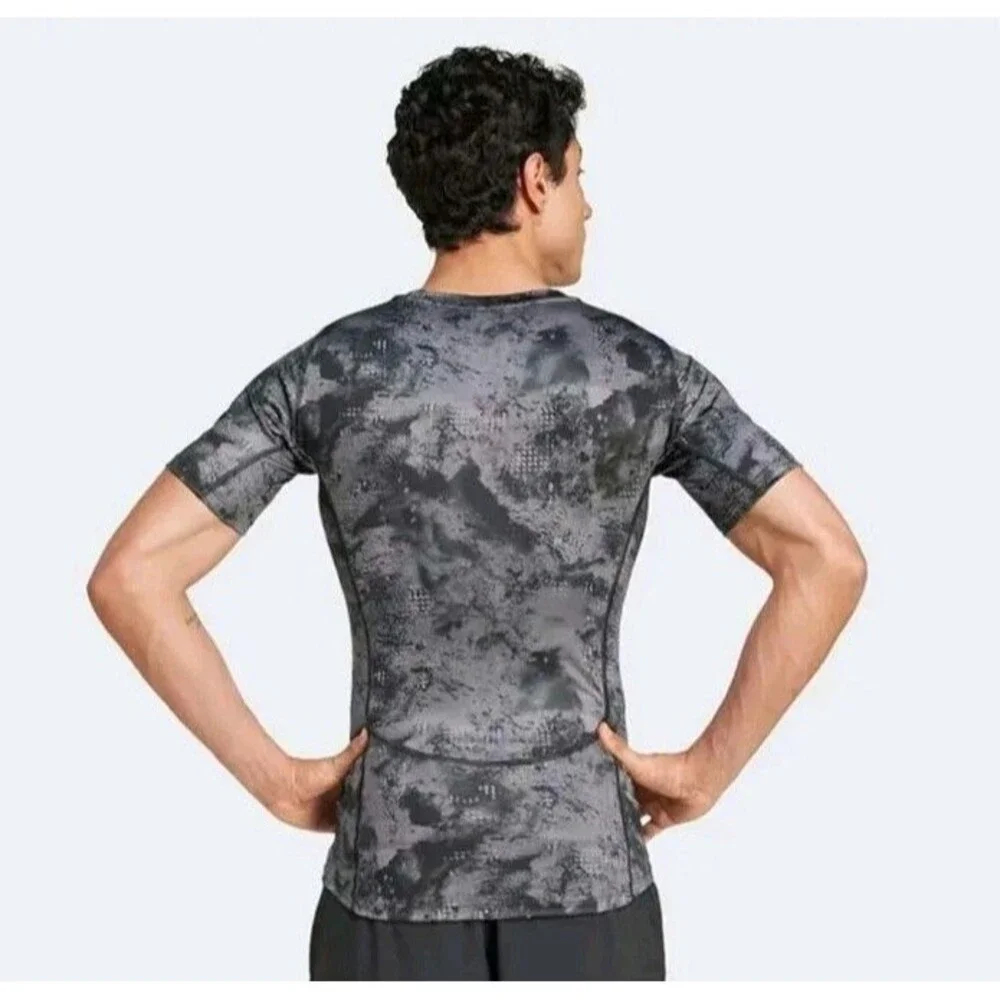 Adidas TECHFIT Training Allover Print Black TeeSize 2XL